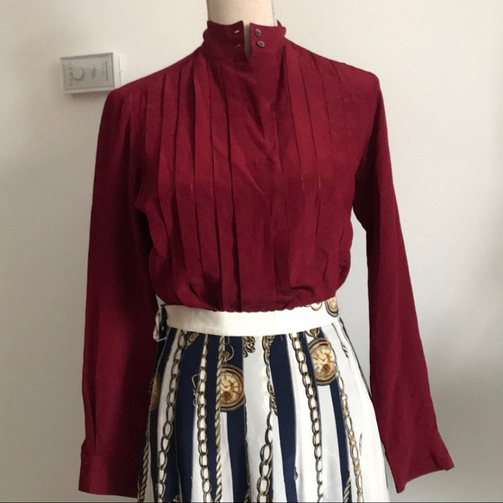 Vintage Ellen Tracy Silk Pleatted Blouse